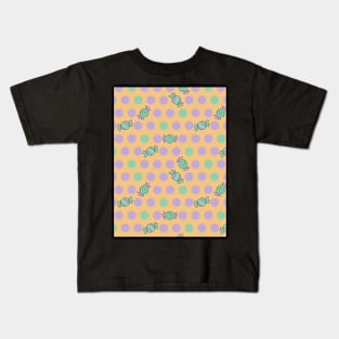 Polka Dots and Scattered Candy - Halloween Pattern - Pastel Colors Kids T-Shirt